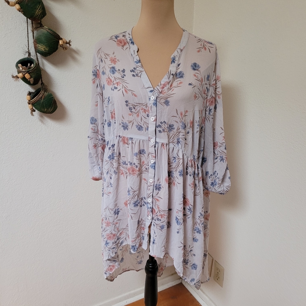Torrid Floral Sheer High Low Top